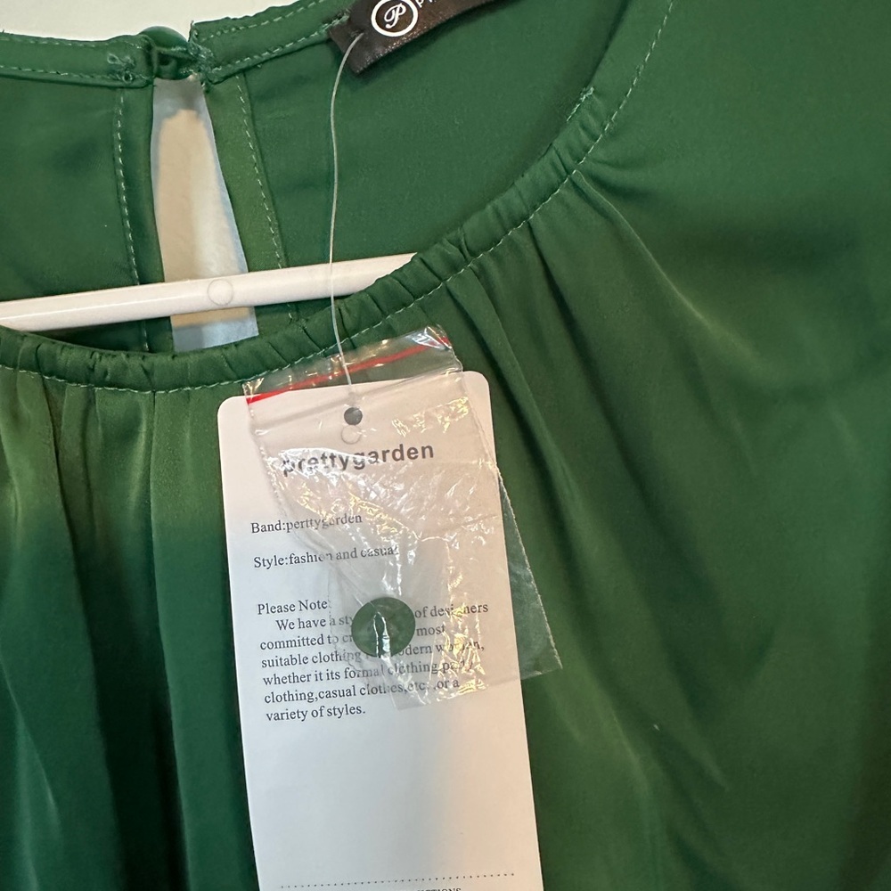 NWT Green Asymmetrical Tie Front Sheath Dress - Picture 3 of 5